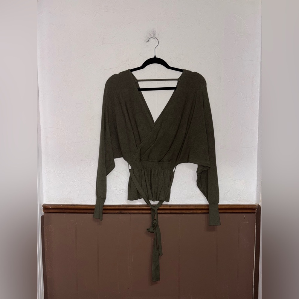 Revamped — Green Twist Belted Sweater